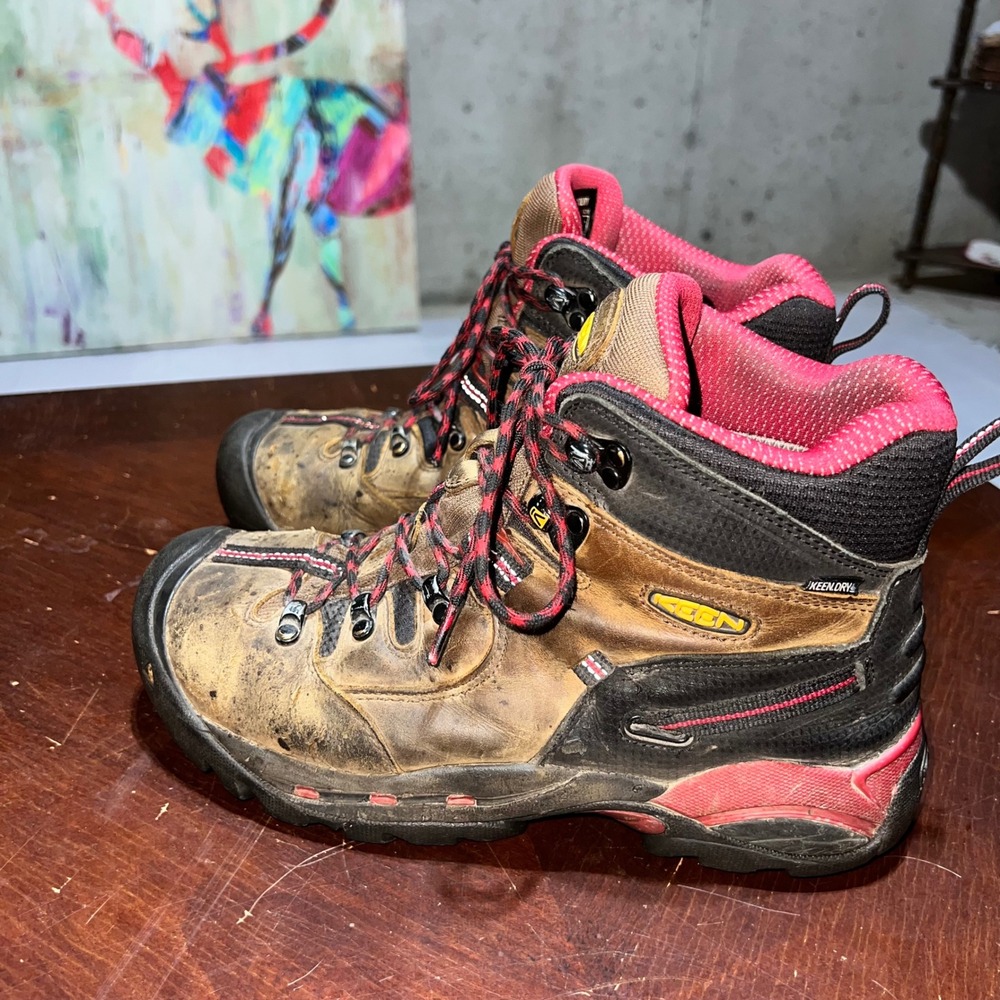Keen Utility Pittsburgh Steel Toe Waterproof Work Boots Mens 8.5 EE Brown Red